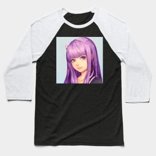 Purple Hair Anime Girl Baseball T-Shirt
